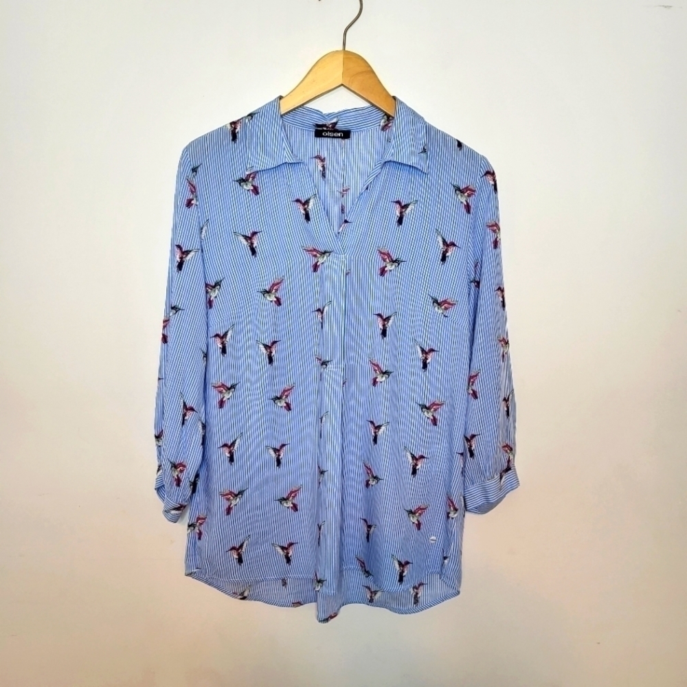 Olsen Hummingbird Print Blouse Size S